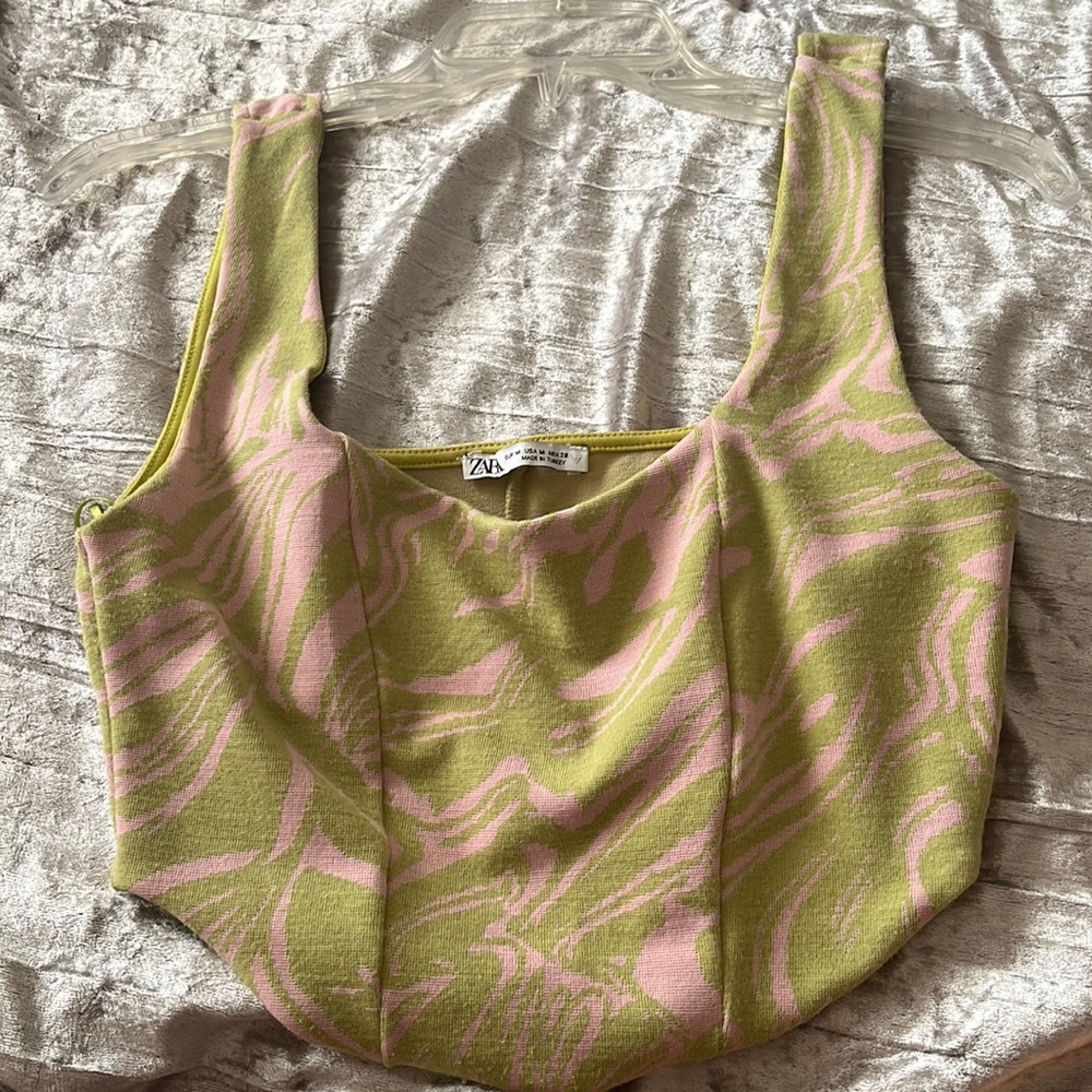Zara pink and green tank top